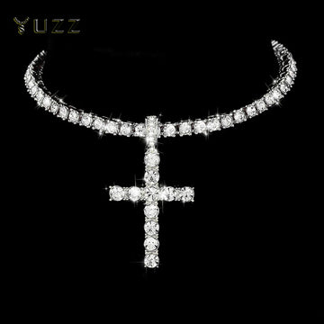 Hip Hop Yuzz Cross Pendant Necklace - Own the Spotlight with Every Step