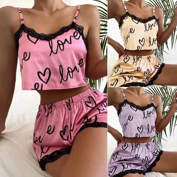 2 Pieces Women’s Lace Pajama Set - Perfect for Summer Nights