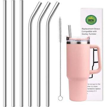 4/8-piece set of reusable stainless steel straws - style, durability, and sustainability
