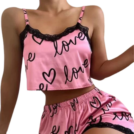 2 Pieces Women’s Lace Pajama Set - Perfect for Summer Nights