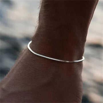 Simple MEN Stainless Steel Square Snake Bone Chain Bracelet - Style That Lasts a Lifetime