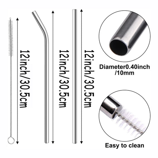 4/8-piece set of reusable stainless steel straws - style, durability, and sustainability