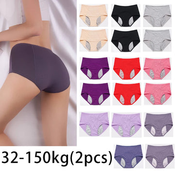 2pcs Women's Physiological Briefs Girl Menstrual - Soft, Breathable & Perfect Fit – From M to 8XL!