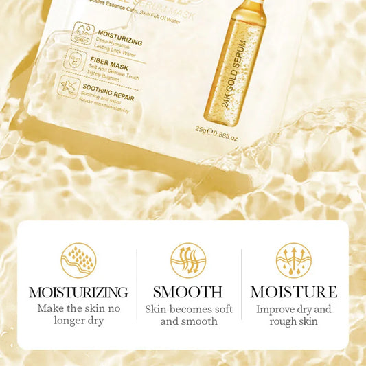 24K Gold Hyaluronic Acid Face Mask - Deep Moisture, Radiance Restored