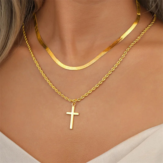 Laoloutian Cross Pendant Necklace - Carry Strength. Wear Style