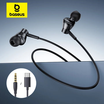 BASEUS Type-C Wired Earphones - Comfort that Lasts All Day.