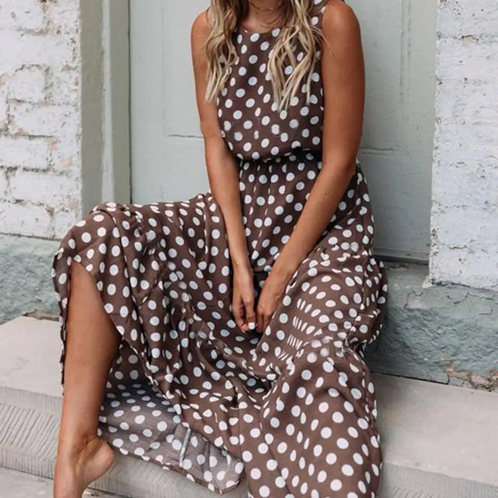 Women's Sleeveless Polka Dot Dress