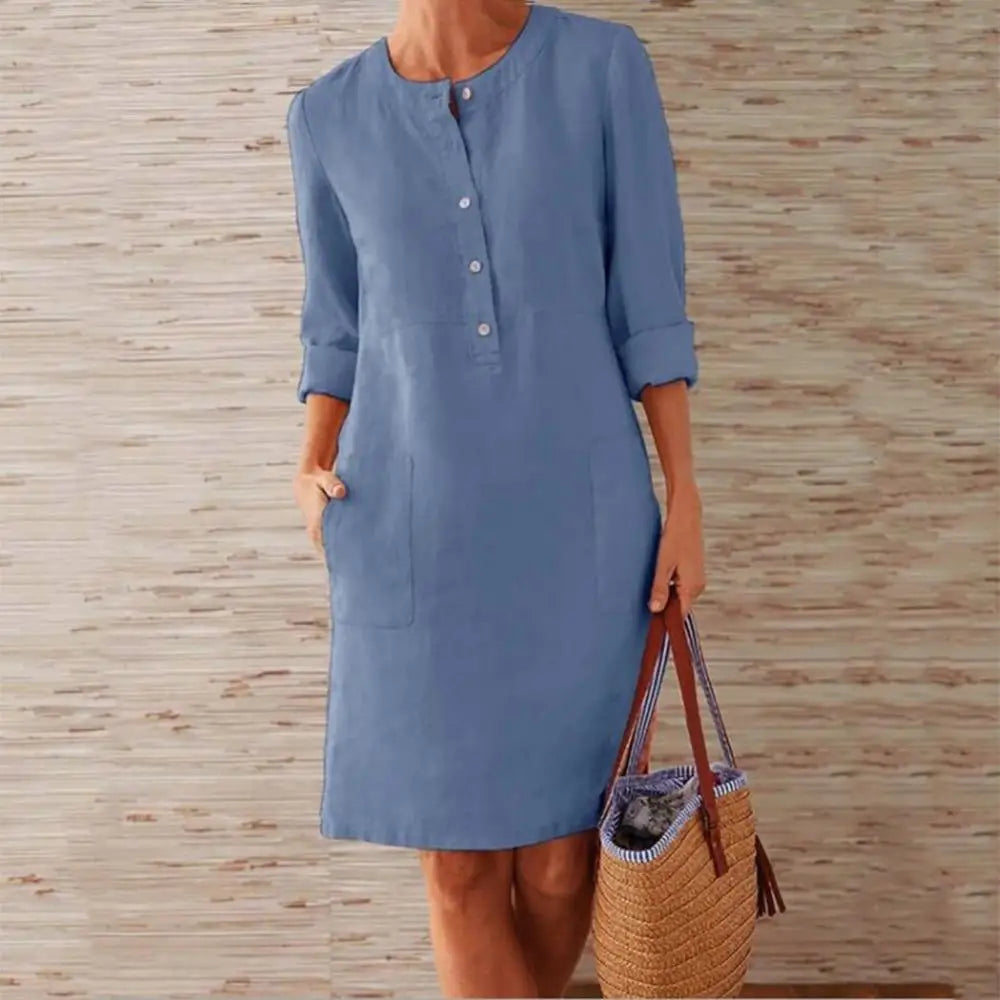 Women's Cotton Linen Casual Dress 