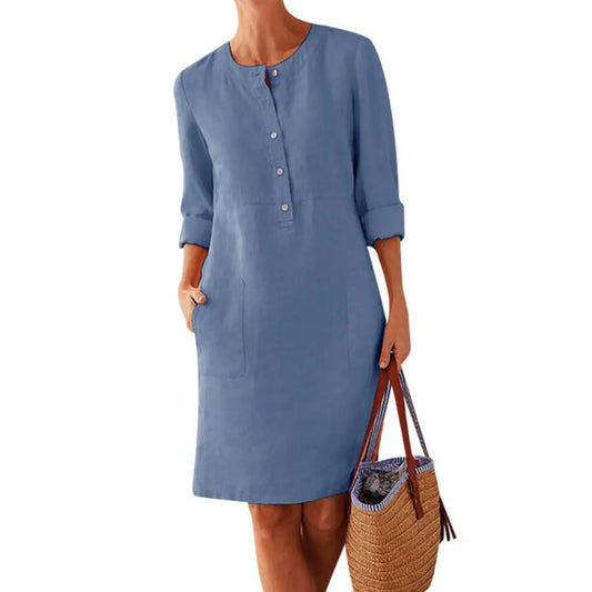 Women's Cotton Linen Casual Dress 
