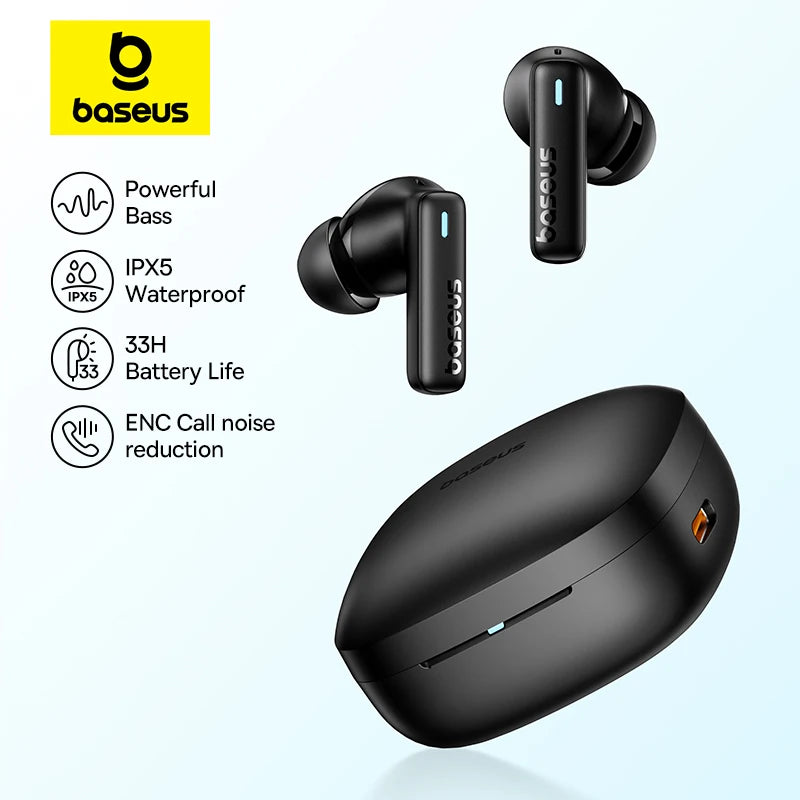 BASEUS True Wireless Earbuds  - Power Your Day with 33H Playtime.