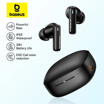BASEUS True Wireless Earbuds  - Power Your Day with 33H Playtime.