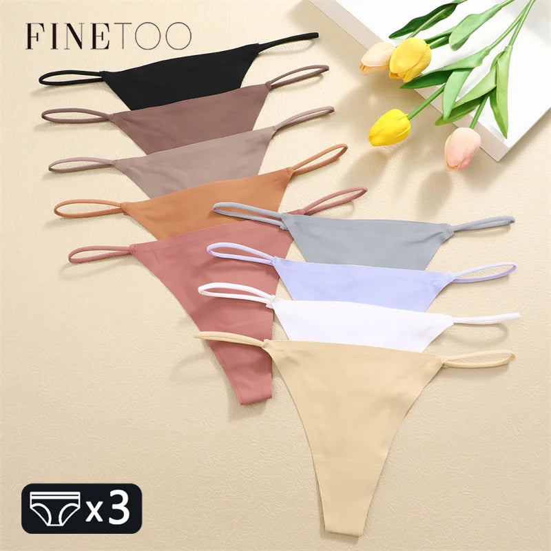 FINETOO 3PCS Women’s G-String Panties - Low Waist Breathable Panty