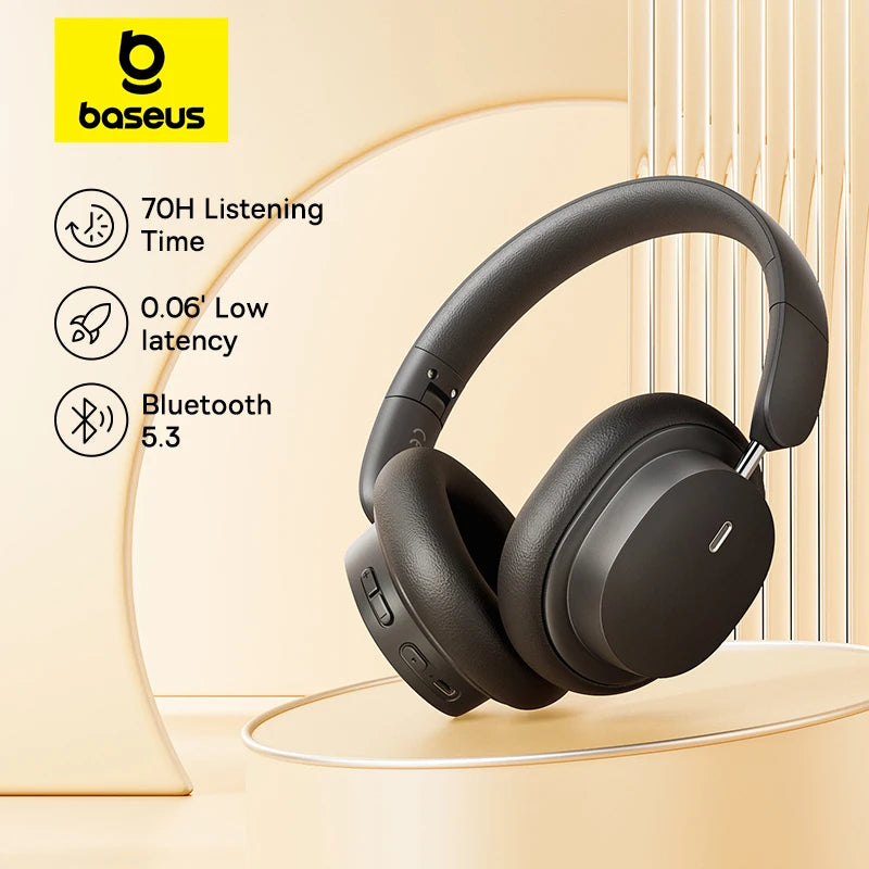 BASEUS Wireless Headphones - 70 Hours of Pure Sound, Zero Interruptions.