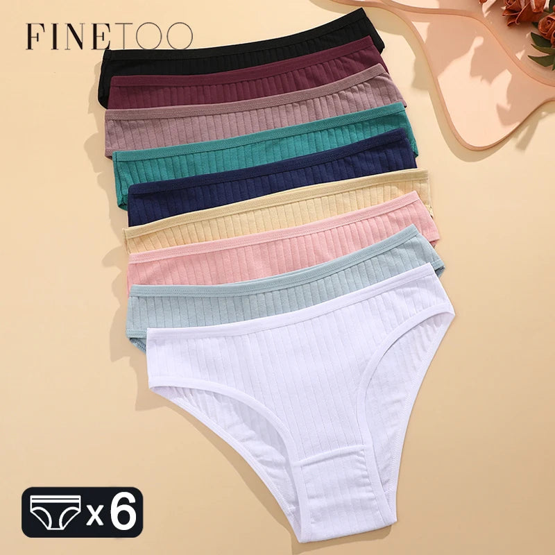 FINETOO 6PCS/SET Women’s Cotton Briefs - Soft & Stretchy Fit